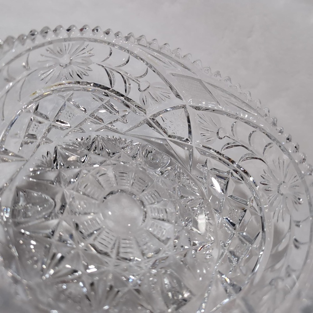 Vintage Anna Hutte Lead Crystal 3 Footed Dish Candy Pinwheel Starburst Germany - Picture 9 of 10